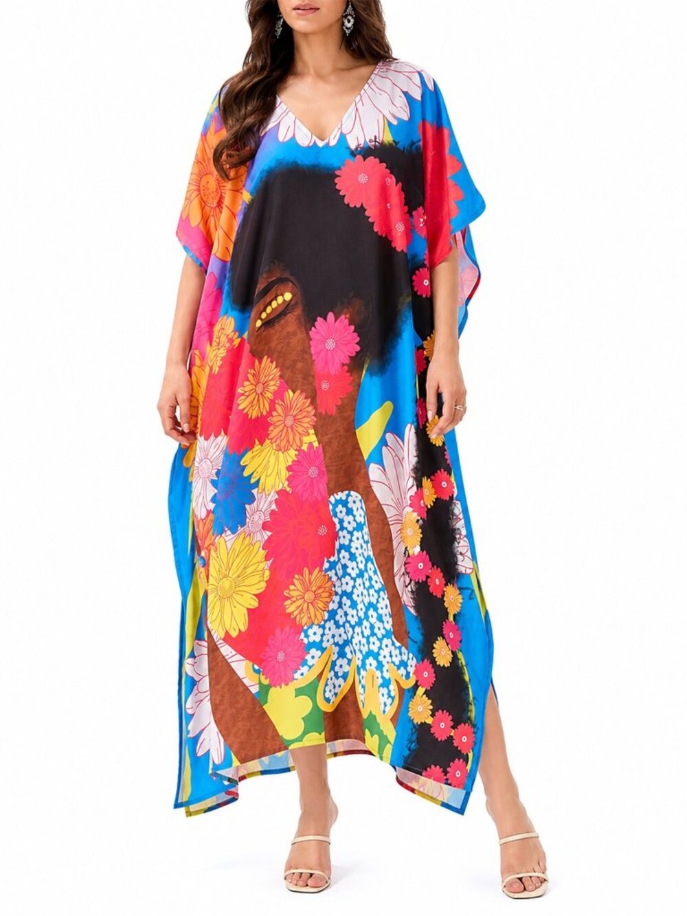 Gypsie Blu Women Polyester Kaftan Dress Abstract Lady Printed Maxi Mumu Dresses
